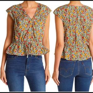 Mauby Button Down Peplum Blouse